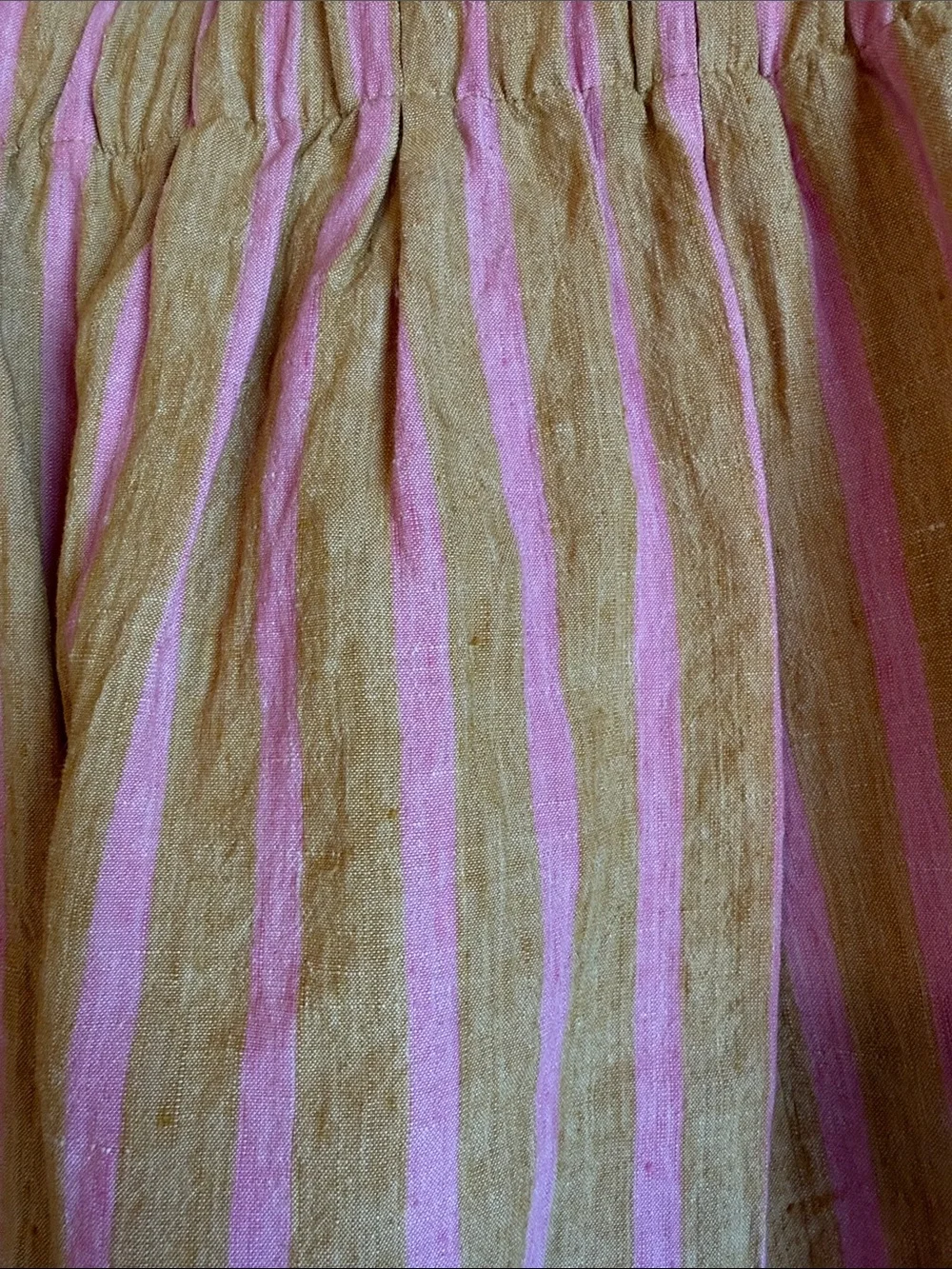 Zara Pink and Tan Striped Wide Leg Linen Pants
